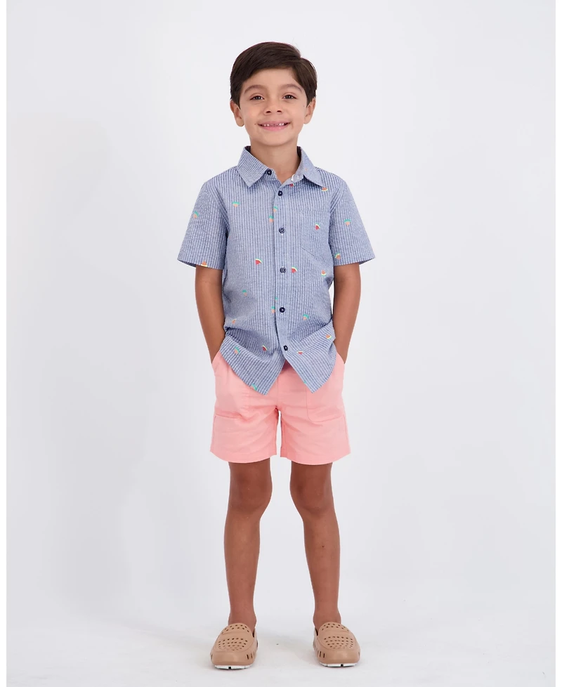 Andy & Evan Little Boys Watermelon Seersucker Buttondown Shirt
