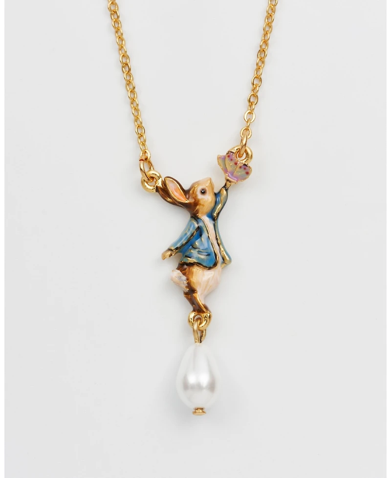 Fable England Peter Rabbit Butterfly Pearl Drop Necklace