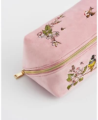 Fable England Love Velvet Embroidered Comestic Pouch