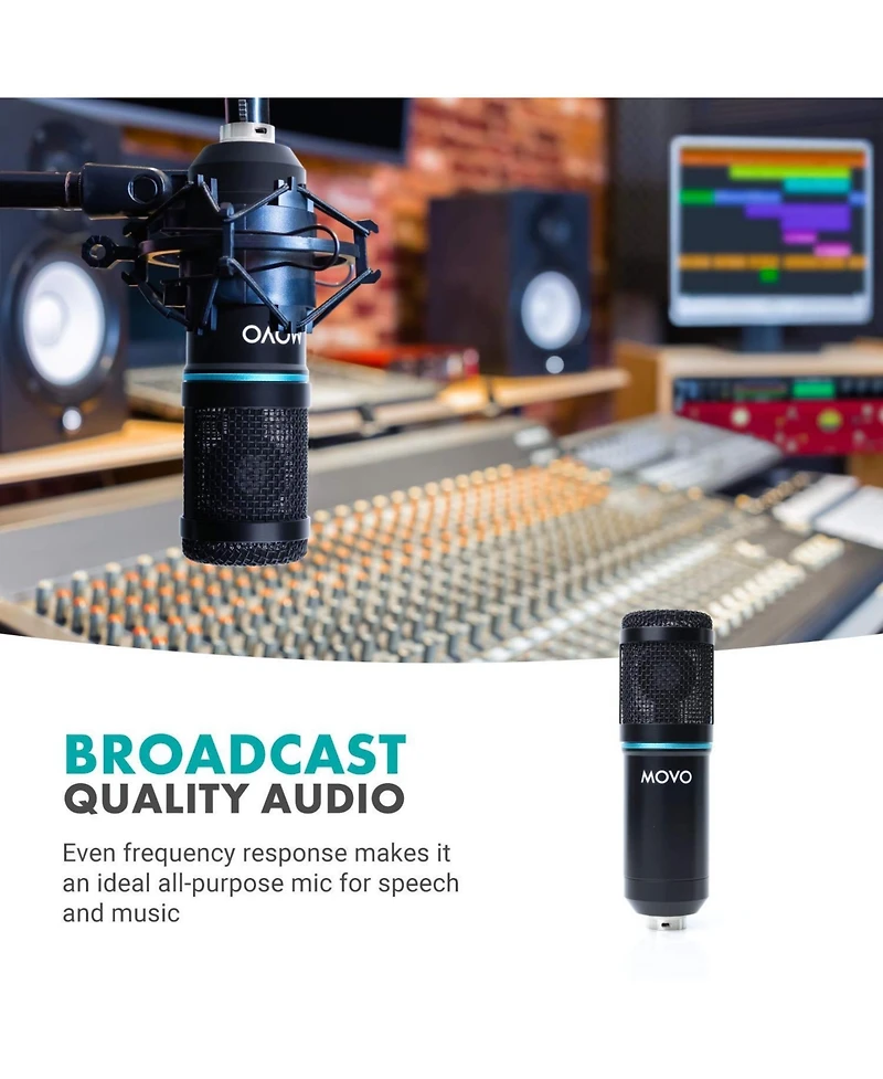 Movo Pc-M6 Universal Cardioid Condenser Podcast Microphone with Xlr and 3.5mm