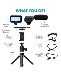 Movo uVlogger Kit for Android with Light, Mic, Phone Mount, Tripod