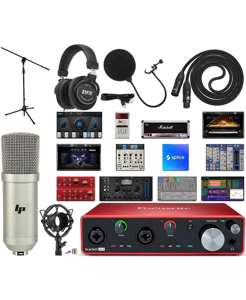 Focusrite Scarlett 4i4 4th-Gen Usb-c Audio Interface Studio Bundle - Mic, Headphones, Software and More