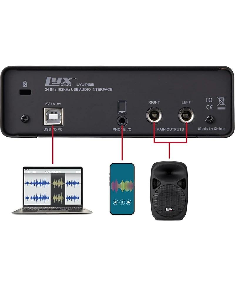 LyxJam 2x2 Recording Usb Audio Interface with Asio Driver, Studio Software Bundle and Accessories