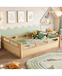Streamdale Furniture Platform Bed with Guardrails, Low Profile, No Box Spring Needed