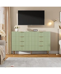 gaomon 8 Drawer Fluted Wood Dresser with Legs, Wide Chest for Bedroom