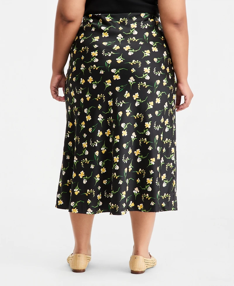 On 34th Trendy Plus Floral Midi Slip Skirt, Macy's Exclusive