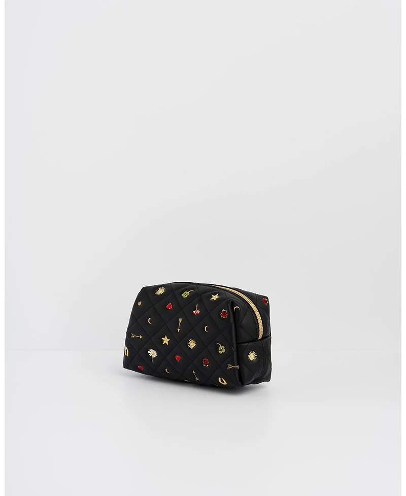 Fable England Women's Quilted Celestial Embroidered Pouch