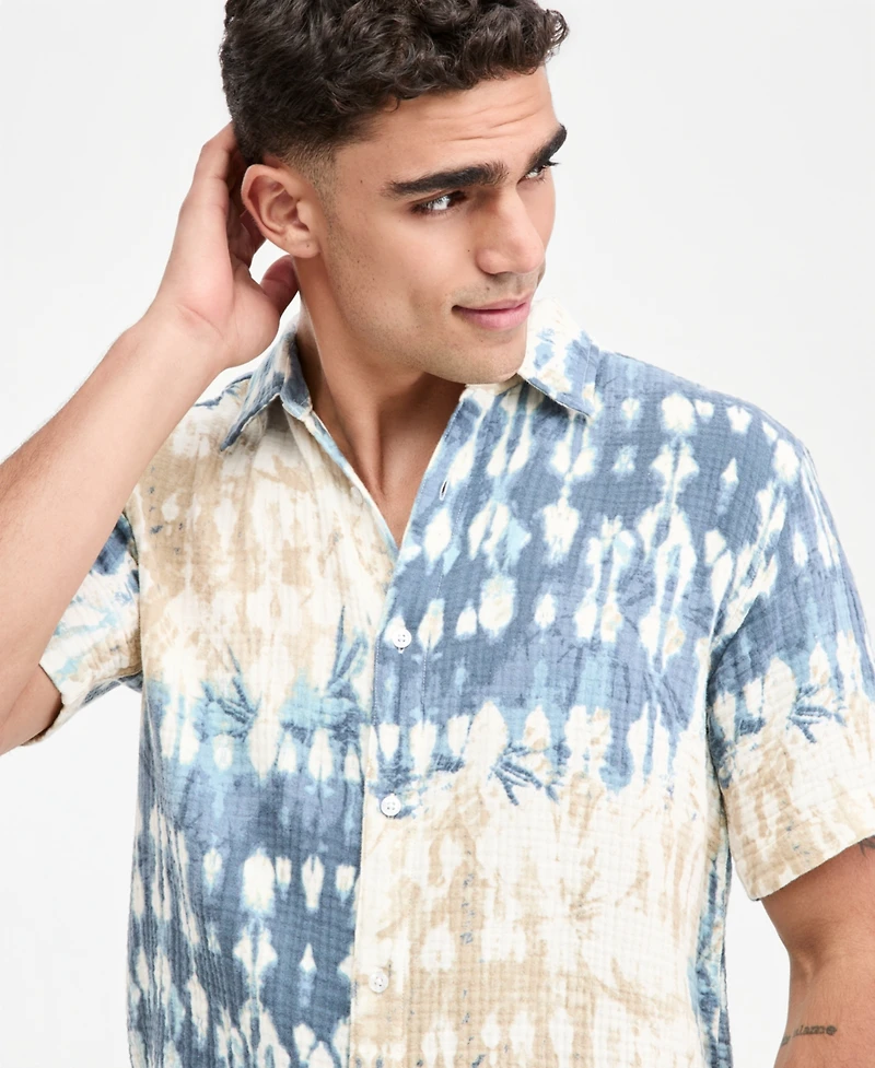 Sun + Stone Men's Maverick Dye Effect Short-Sleeve Shirt, Macy's Exclusive