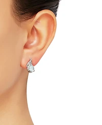 Macy's Aquamarine (1-1/5 ct. t.w.) & Diamond (1/10 ct. t.w.) Earrings in Sterling Silver