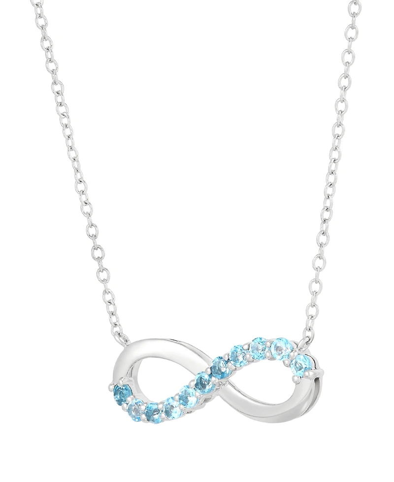 Macy's Swiss Blue Topaz (1/2 ct. t.w.) Infinity Pendant Necklace in Sterling Silver