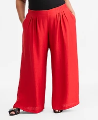 On 34th Trendy Plus Pull-On Pintucked Gauze Pants, Macy's Exclusive