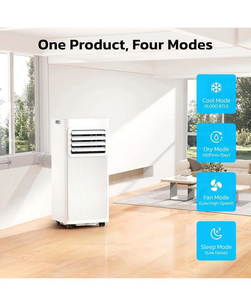 Cowsar 8000 Btu Portable Air Conditioner, 4-Mode Ac Unit