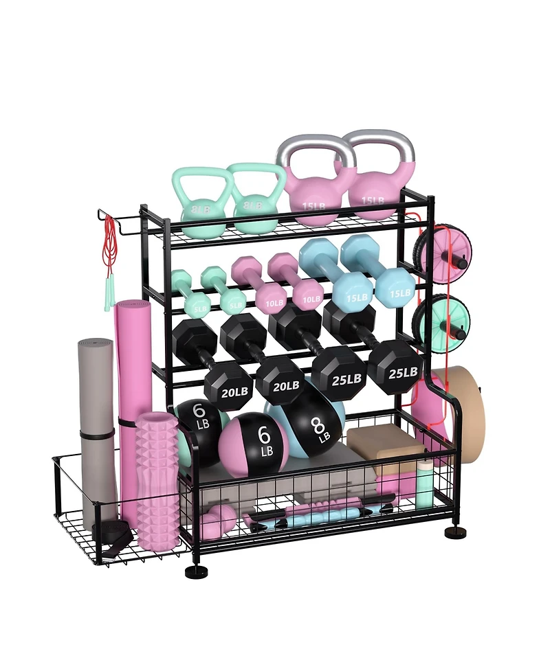 gaomon Dumbbell Rack Stand, Weight Rack with Hooks, Storage for Kettlebells and Yoga Mat, 350 lbs, for Home Gym