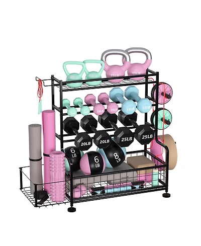 gaomon Dumbbell Rack Stand, Weight Rack with Hooks, Storage for Kettlebells and Yoga Mat, 350 lbs, for Home Gym