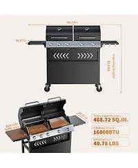Xo Stainless Steel 5 Burners Gas Grill Griddle Combo for Backyard Patio, Total Cooking Area