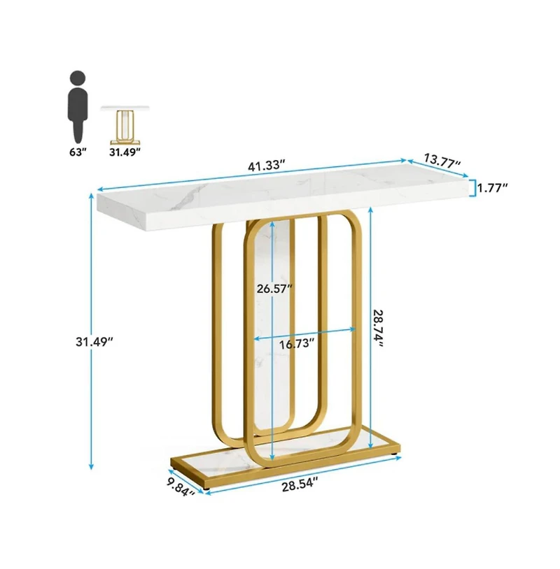 Slickblue Contemporary Console Table with Faux Marble Finish and Built-In Led Lights