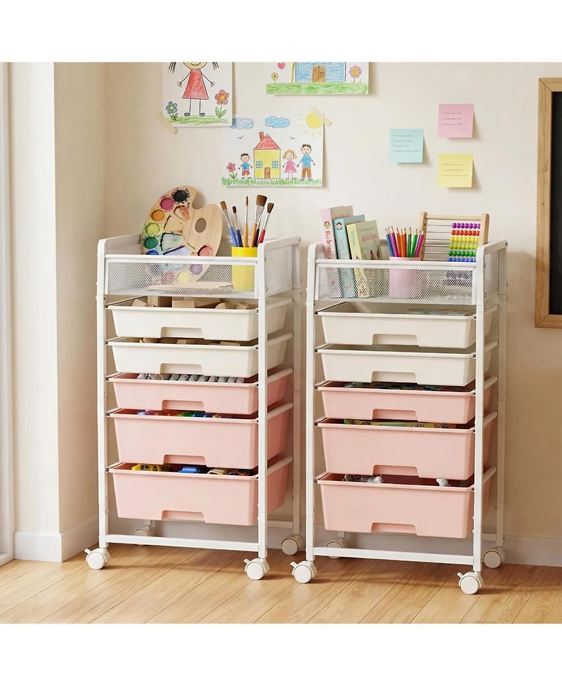 Tribesigns 6-Tier Rolling Craft Cart, Art Craft Organizers and Storage with 5 Drawers and Lockable Wheels, Rolling Utility Cart