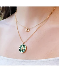 The Lovery Malachite Cz Compass Necklace 14K Gold Plated