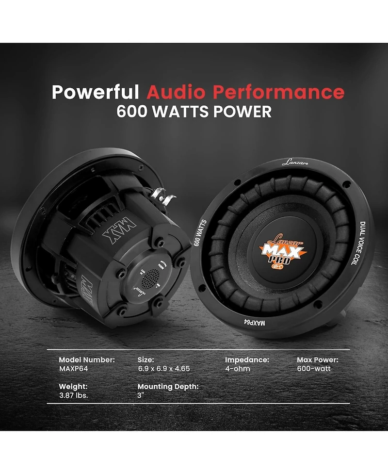 Pyle Product Name: 6.5" Car Subwoofer Speaker - MAXP64