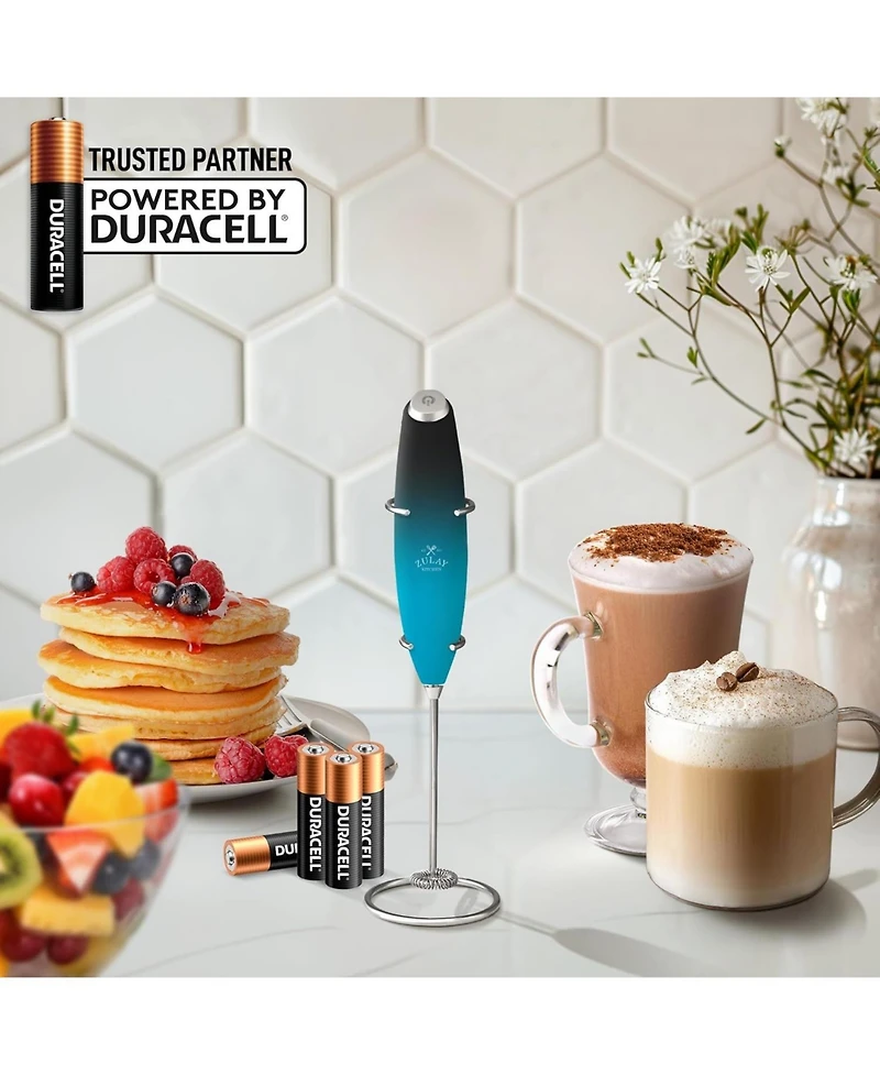 Zulay Kitchen Handheld Milk Frother Wand Drink Mixer for Coffee (4 Duracell Batteries Included