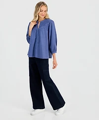 Style & Co Women's Cotton Embroidered Blouse, Macy's Exclusive