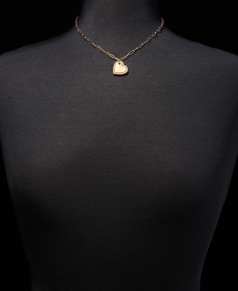 Dkny Pave Heart Pendant Necklace, 16" + 3" extender