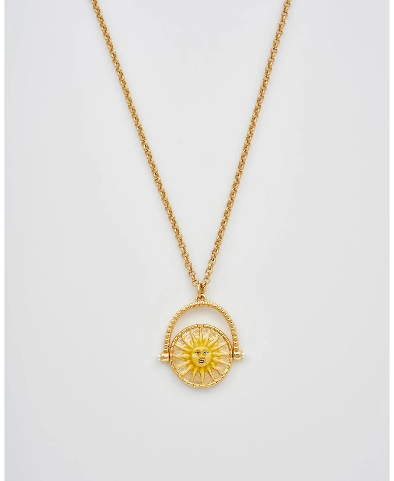 Fable England Gold Sun and Moon Spinner Necklace