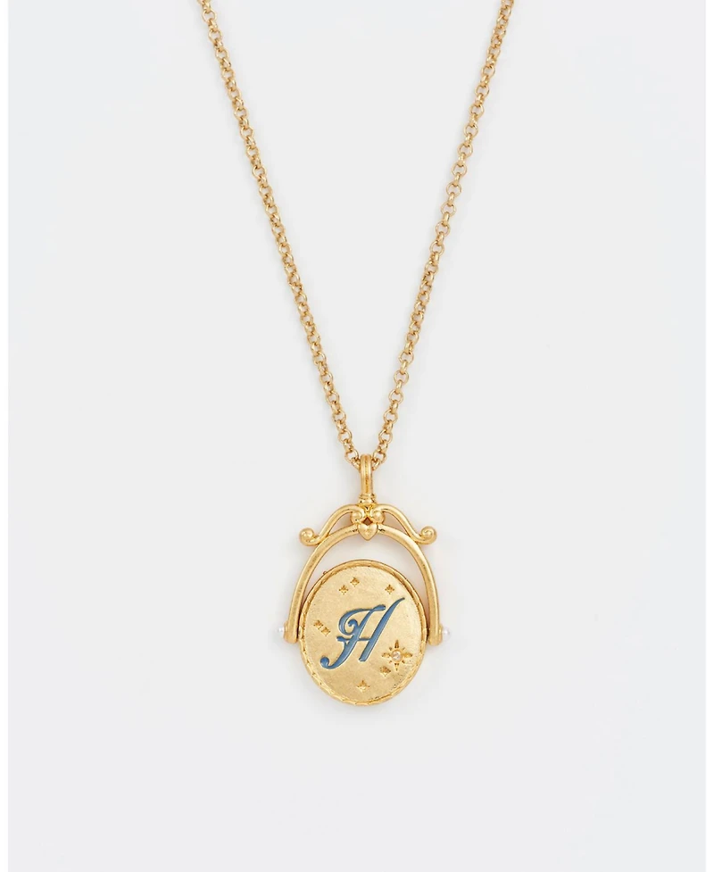 Fable England Hydrangea Initial Spinner Necklace