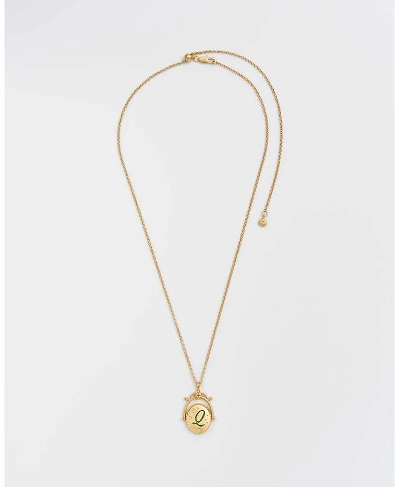 Fable England Women's Q Initial Queen Annes Lace Gold Spinner Chain Necklace
