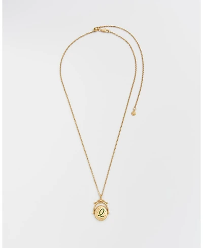Fable England Women's Q Initial Queen Annes Lace Gold Spinner Chain Necklace
