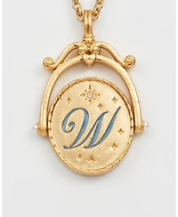 Fable England W Initial Water Lily Gold Spinner Chain Necklace
