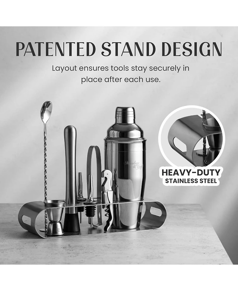 Zulay Kitchen Bartender Kit 9-Piece Bar Set Cocktail Shaker Set with Elegant Metal Stand