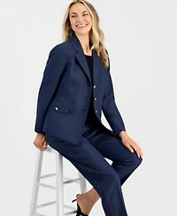 Kasper Womens Mini Check Print Long Sleeve Jacket Mid Rise Ankle Pants