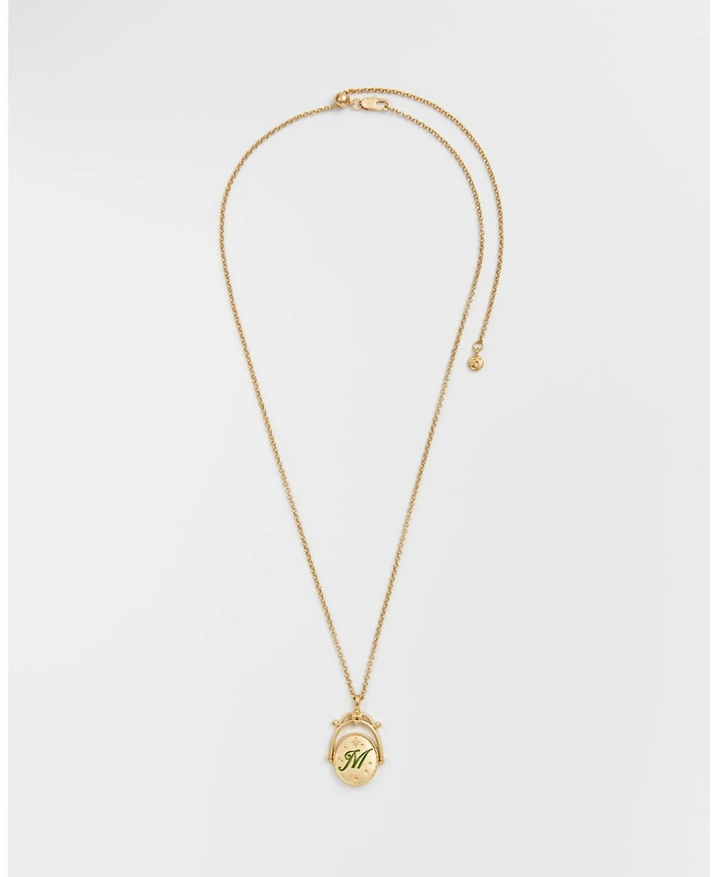 Fable England M Initial Magnolia Spinner Chain Necklace