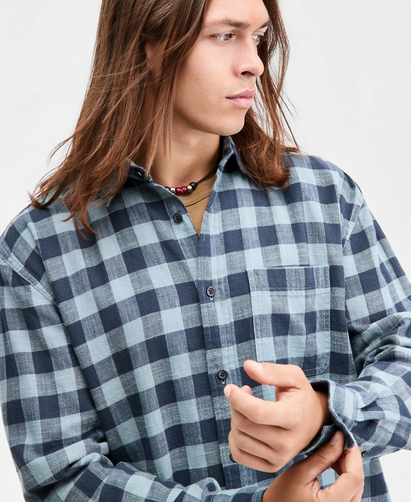 Sun + Stone Men's Drake Buffalo Plaid Long-Sleeve Shirt, Macy's Exclusive