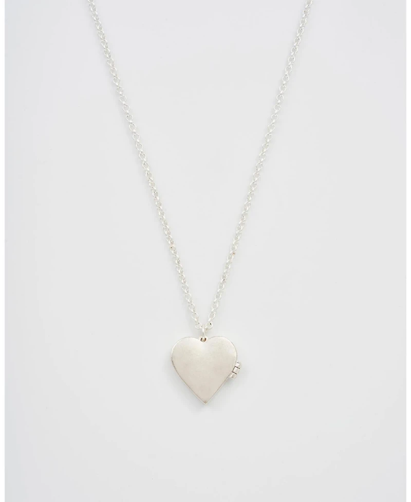 Fable England Silver Forget Me Not Heart Locket Necklace