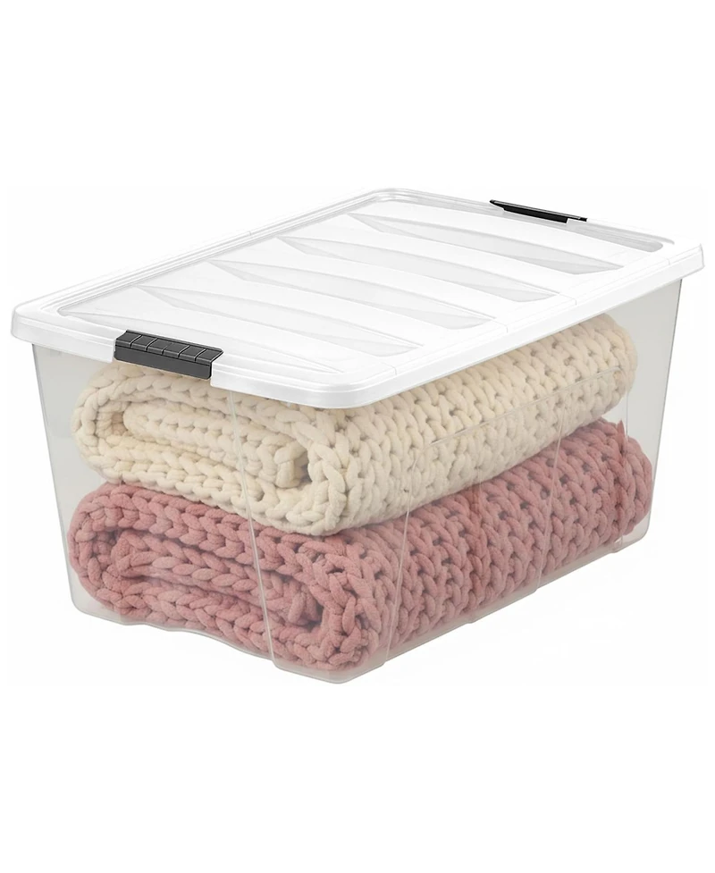 Iris Usa 94 Qt Stackable Plastic Storage Bins with Lids, 4Pk