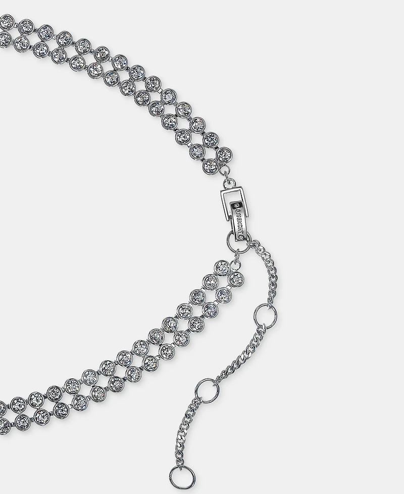 Givenchy Pave Double Row Lariat Necklace, 16" + 3" extender