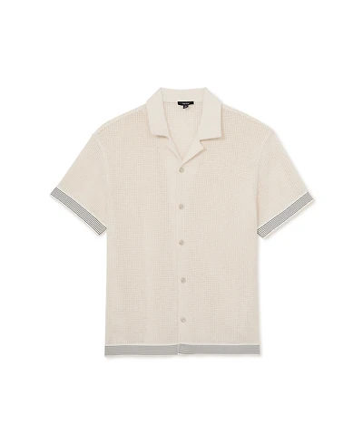 Reiss Men's Aliso Crochet Tape Cuban Shirt