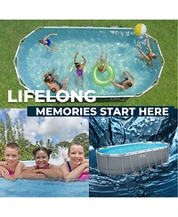 Bestway Power Steel 18' x 9' x 48" Oval Above Ground Outdoor Swimming Pool Set