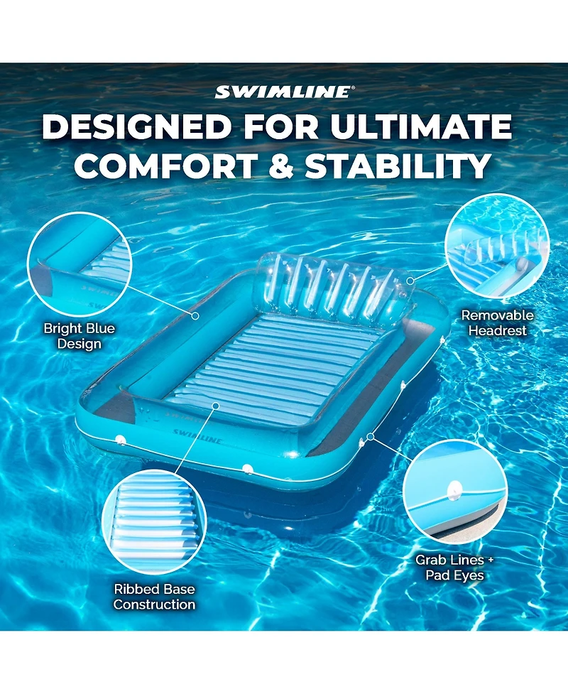 Swimline Original Suntan Tub Relaxing Outdoor Cushioned Water Lounge Float, Blue