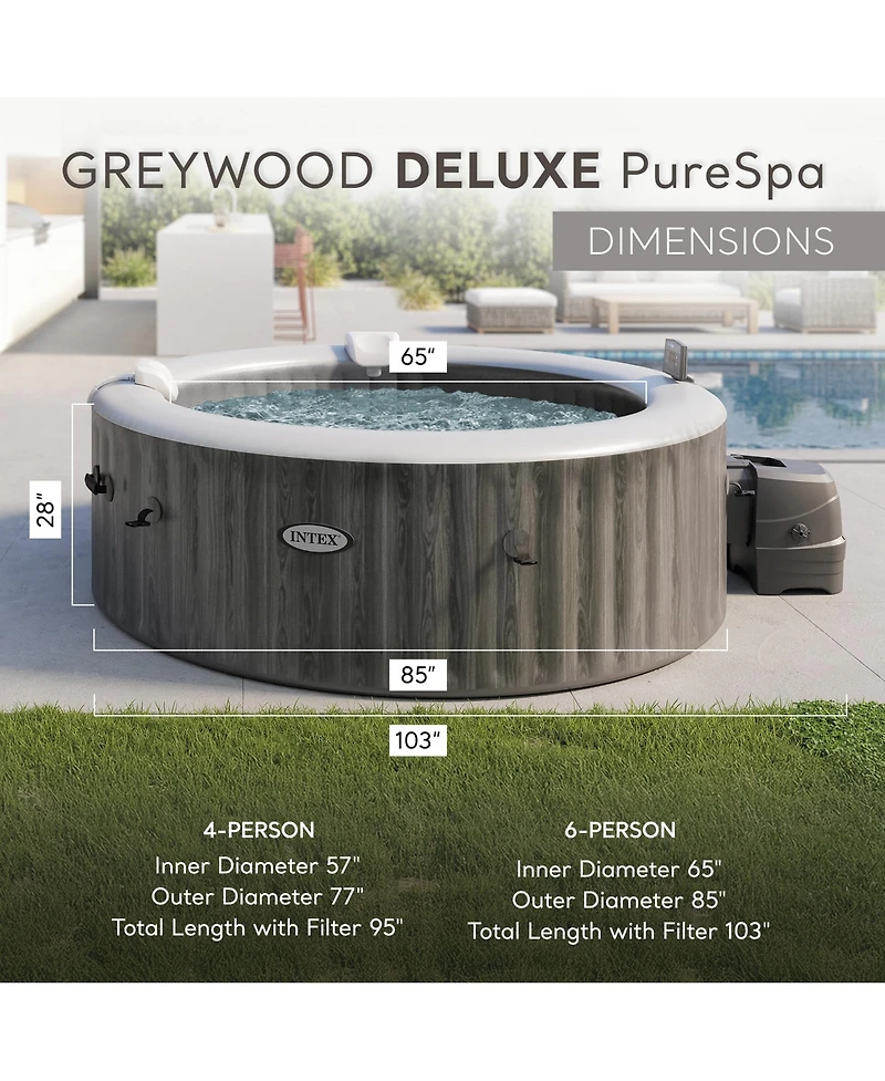 Intex PureSpa Plus 6 Person Portable Inflatable Round Hot Tub Spa with 170 Jets
