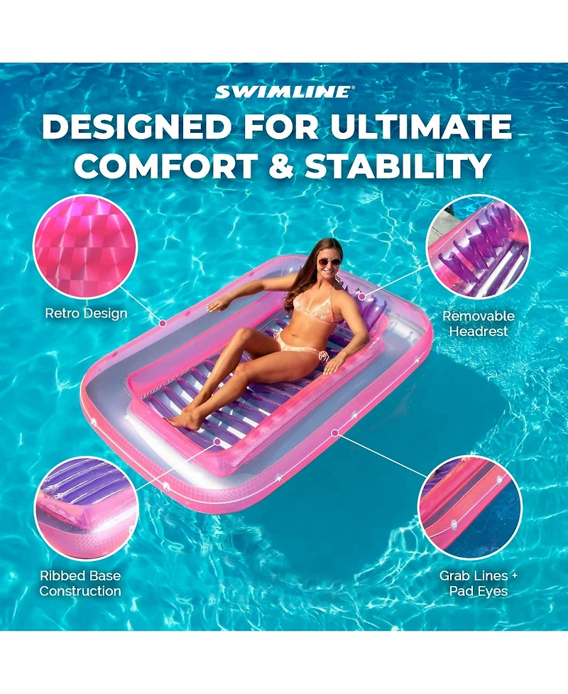 Swimline Classic Edition Inflatable Suntan Tub Floating Pool Hybrid Lounge, Pink
