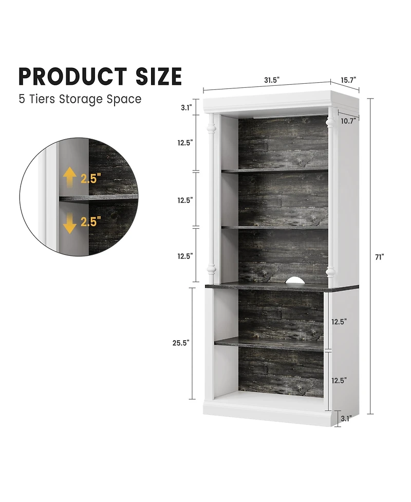 homfan Led Display Storage Cabinet with Touch-Control Lighting, Adjust Shelves and Protective Doors - Durable Iron Frame Pantry or Coffee Bar Orgzr