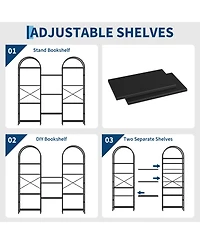 Gaomon 4-Tier Industrial Arched Triple Column Bookshelf, Storage Rack for Living Room, Bedroom, Home Office