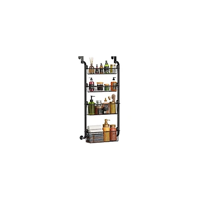 Gaomon Over The Door Pantry Organizer with Removable Baskets and Suction Cups, 4 Tier, Metal Storage Rack for Kitchen Closet Bathroom