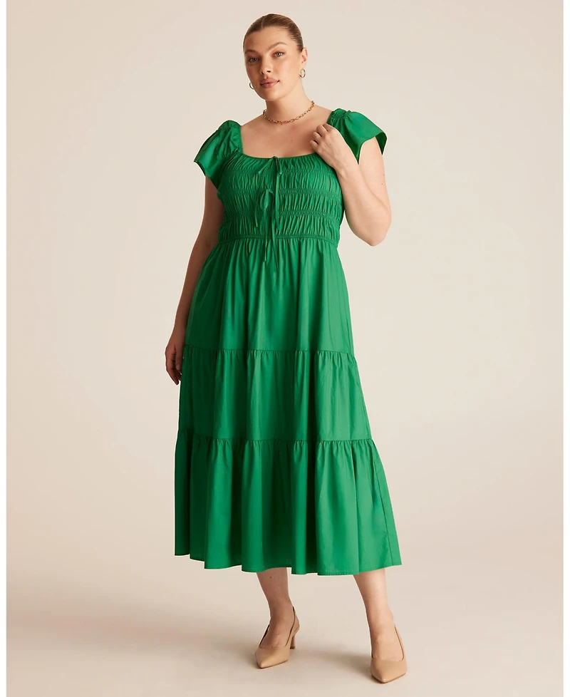 Estelle Women's Alana Cotton Tiered Fit Flare Midi Dress