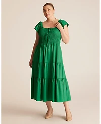 Estelle Women's Alana Cotton Tiered Fit Flare Midi Dress