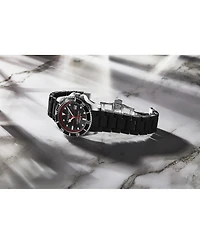 Stuhrling Depthmaster Heritage 4087 Men's Swiss Quartz Diver Watch, 44mm Black Dial with Red Accents