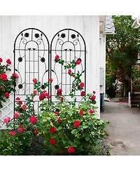 Clihome 2 Pack Metal Garden Trellis 71" x 19.7" Rustproof Trellis for Climbing Plants Outdoor Flower Support